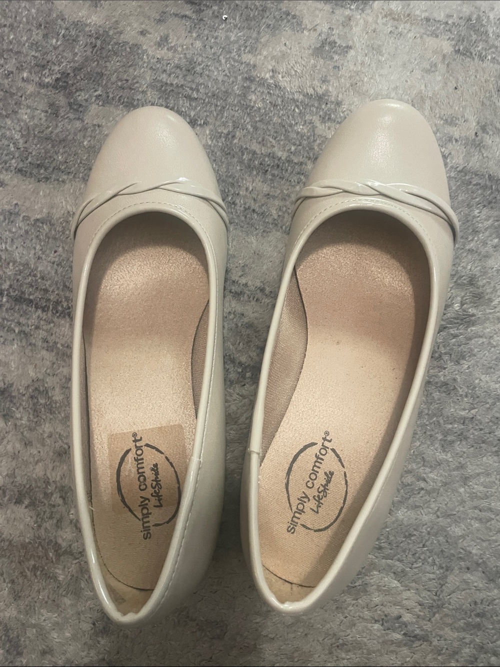 Life Stride Cream Braided Cap-Toe Flats